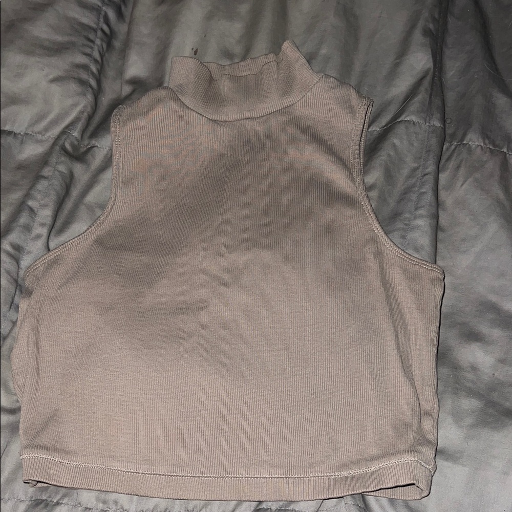 Everlane size small Sleeveless Mock Neck Top - light muted Brown color ribbed